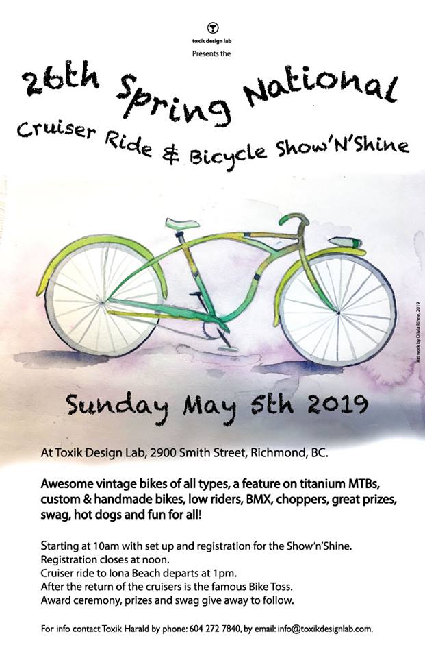 Awesome vintage bikes of all types, a feature on titanium MTBs, custom & handmade bikes, low riders, BMX, choppers, great prizes, swag, hot dogs and fun for all!